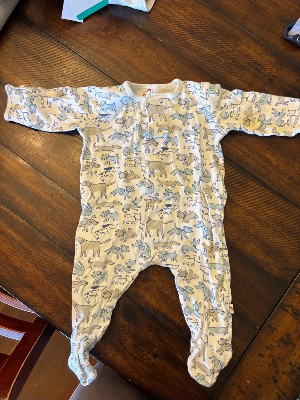 Magnetic Me Blue and White Animal Print Footed One-Piece